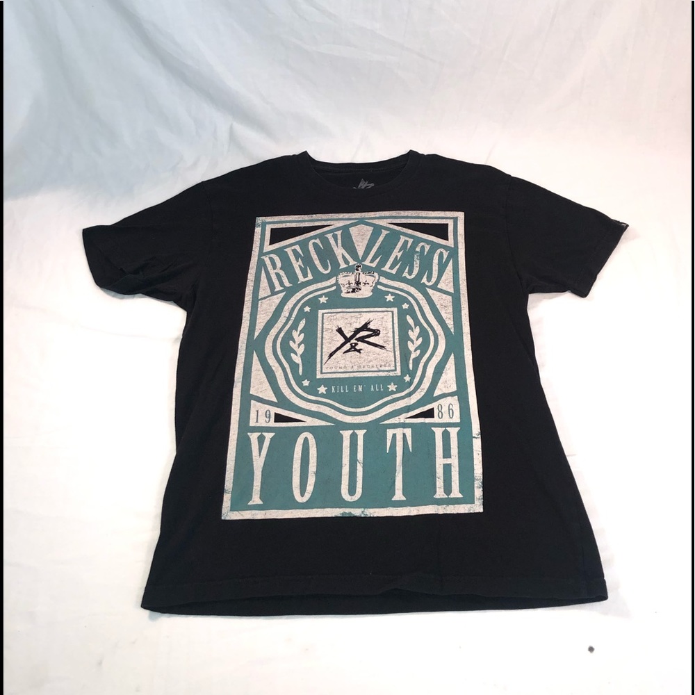 Men’s Young & Reckless Large Logo Graphic Short Sleeve T-Shirt Medium Black - Picture 1 of 5